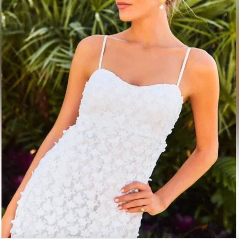 Lilly Pulitzer Gillian 3D Floral Lace Maxi Slip Dress 6 White NWT $328 - Picture 2 of 7
